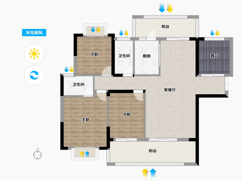 湖南省-邵阳市-恒泰珑湖·二期-116.75-户型库-采光通风