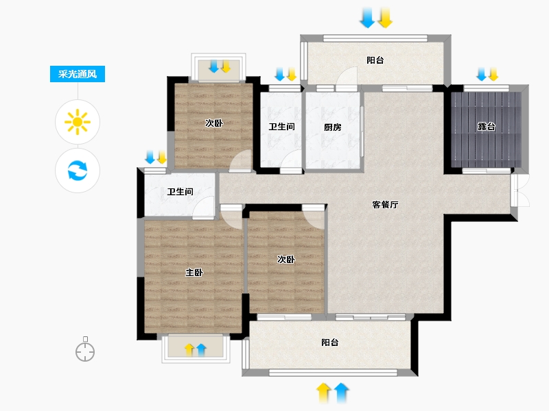 湖南省-邵阳市-恒泰珑湖·二期-114.75-户型库-采光通风