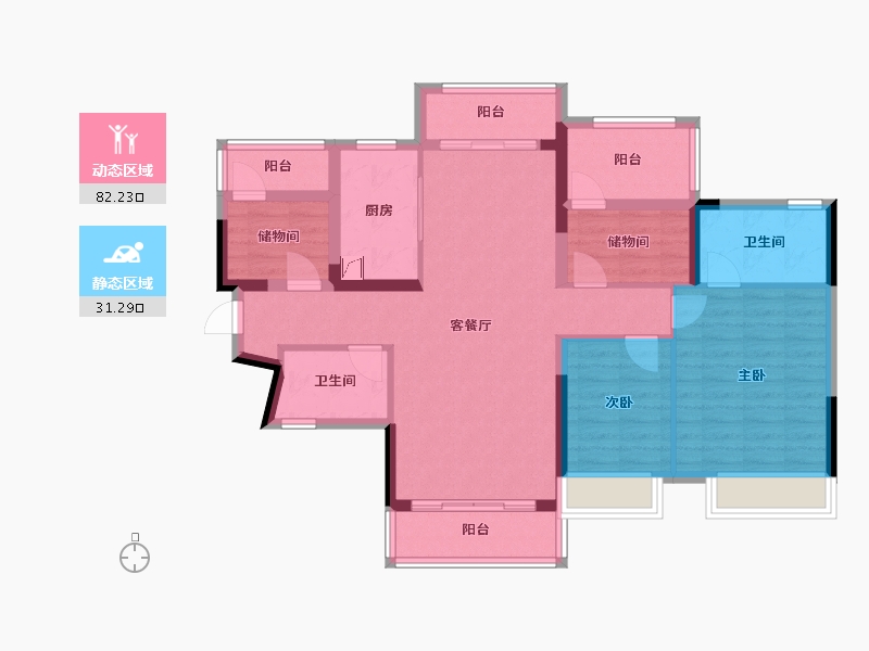 广东省-中山市-雅居乐星玥-100.69-户型库-动静分区