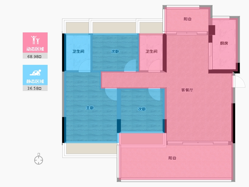 湖北省-荆州市-御景学府-95.03-户型库-动静分区