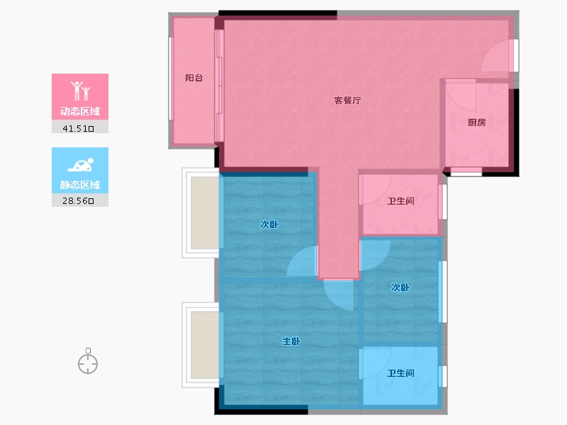 福建省-龙岩市-城发雅郡城市展厅-65.00-户型库-动静分区