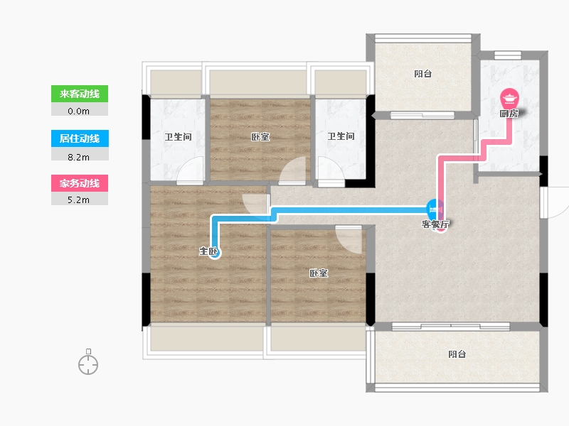 湖北省-荆州市-利达豪庭-87.36-户型库-动静线