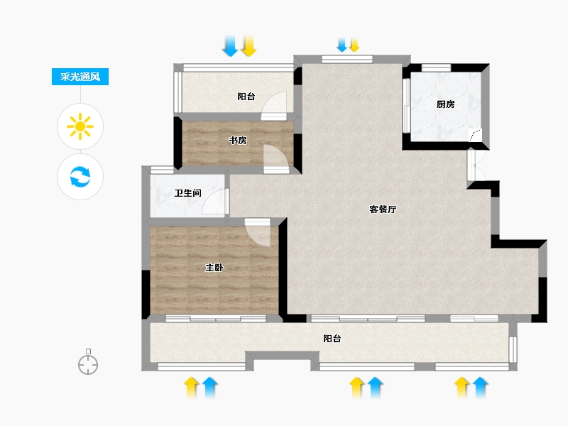 安徽省-六安市-文一·锦门桃溪里-87.70-户型库-采光通风