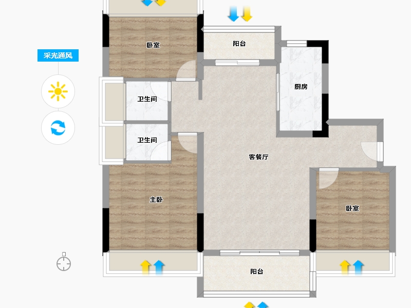 湖北省-荆州市-利达豪庭-88.28-户型库-采光通风