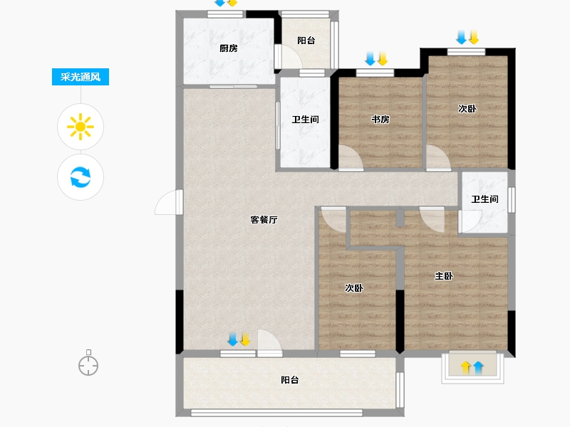 湖北省-随州市-随州曾投璟园-110.00-户型库-采光通风