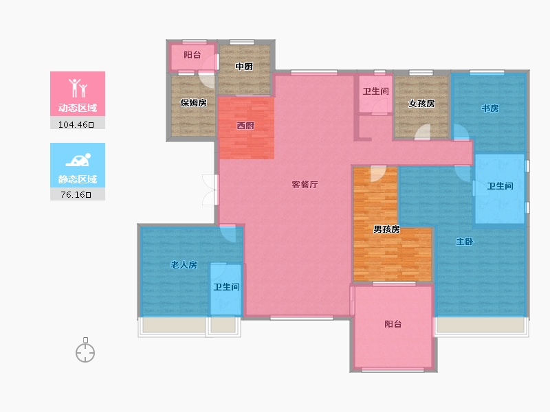 内蒙古自治区-乌兰察布市-众邦·皇苑-203.89-户型库-动静分区