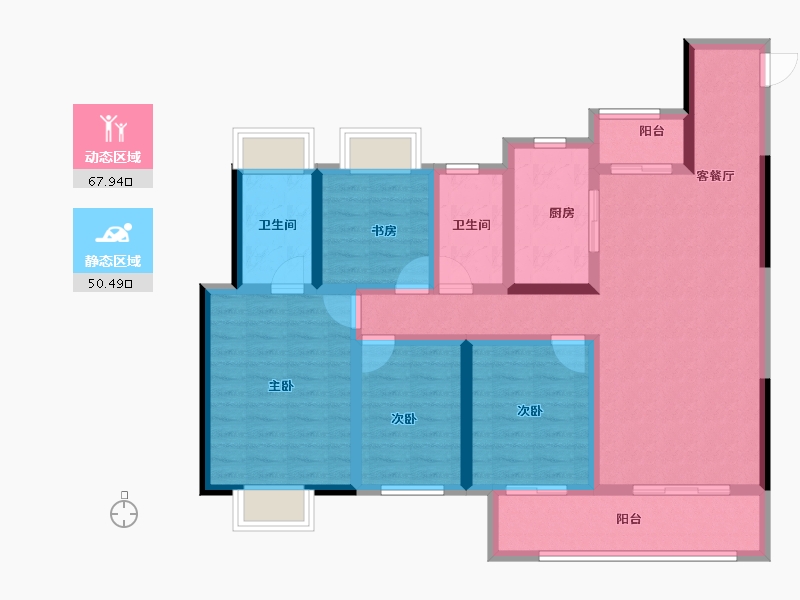 湖南省-长沙市-中信城开·东宸上品-104.34-户型库-动静分区