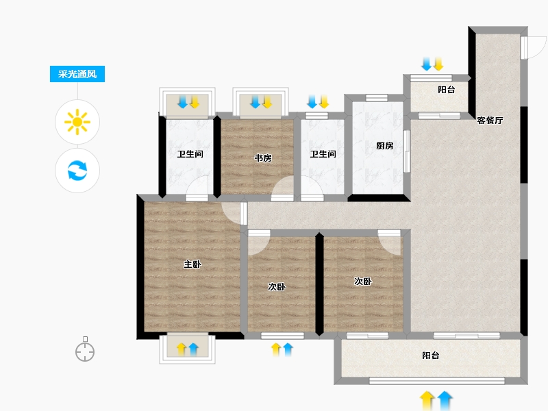 湖南省-长沙市-中信城开·东宸上品-104.34-户型库-采光通风