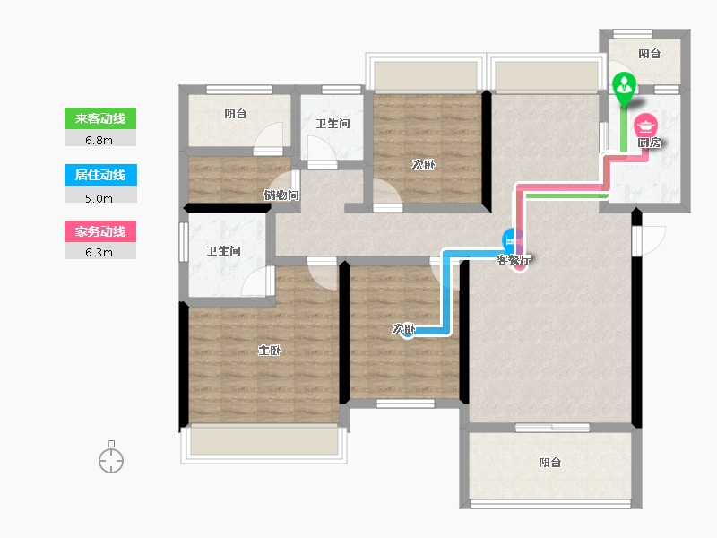 湖南省-长沙市-旭辉·国宸东方-105.73-户型库-动静线