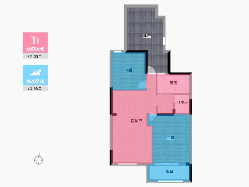 辽宁省-盘锦市-天力水榭春城-76.90-户型库-动静分区