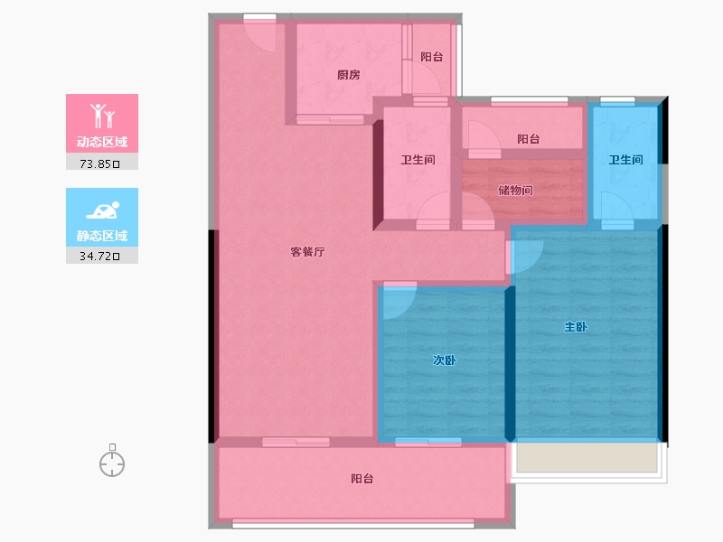 湖南省-长沙市-美的·云樾-95.54-户型库-动静分区