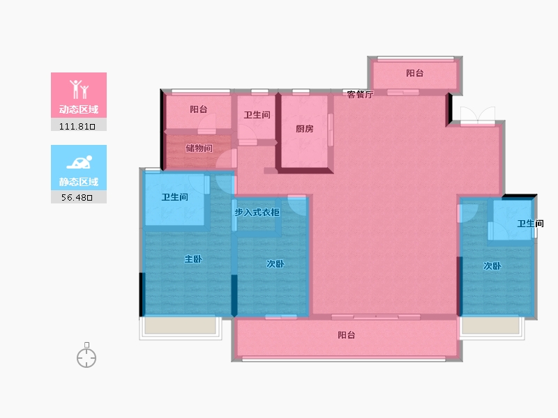 湖南省-长沙市-美的·云樾-149.89-户型库-动静分区