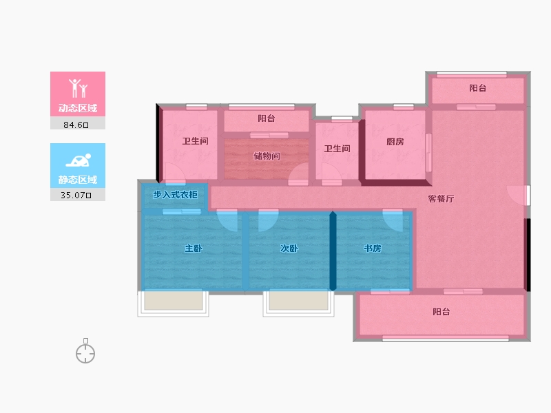 湖南省-长沙市-兴进珺府-104.34-户型库-动静分区