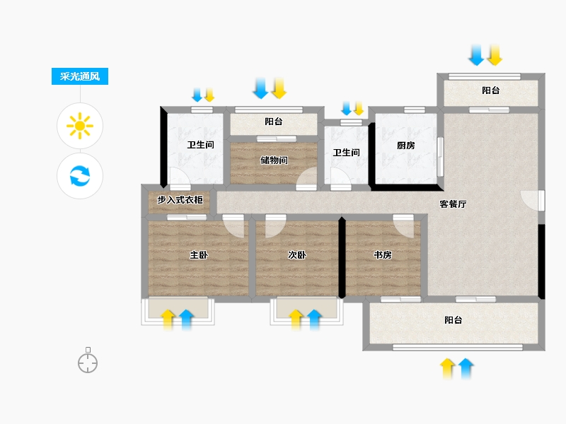 湖南省-长沙市-兴进珺府-104.34-户型库-采光通风