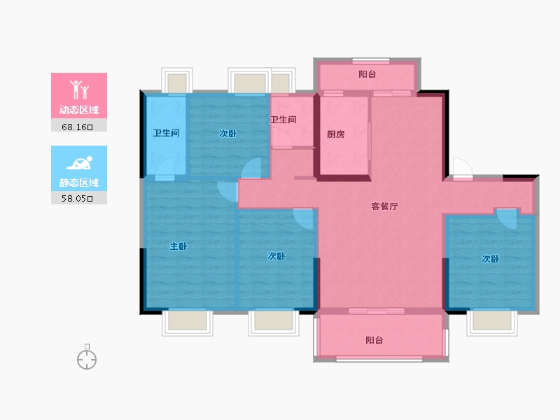 湖北省-随州市-随州碧桂园-113.60-户型库-动静分区