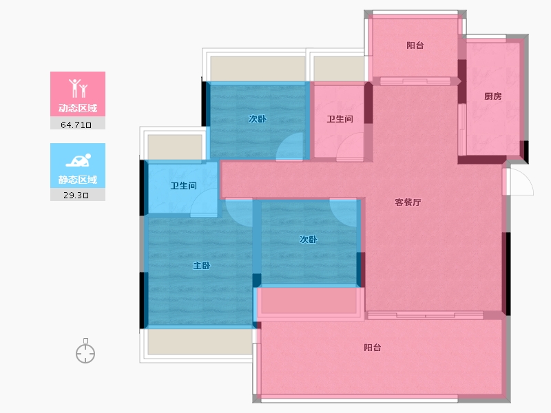 湖北省-荆州市-御景学府-83.64-户型库-动静分区