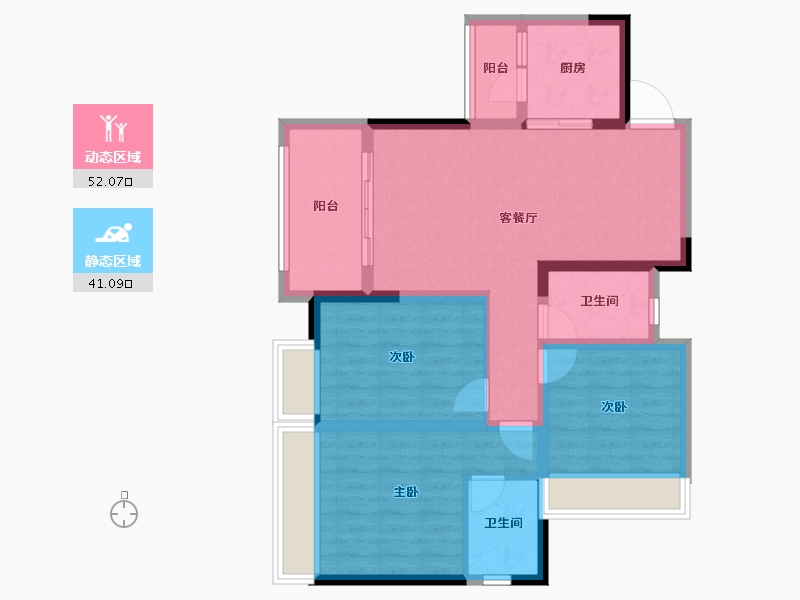 四川省-绵阳市-魏城森邦龙溪湾-82.42-户型库-动静分区