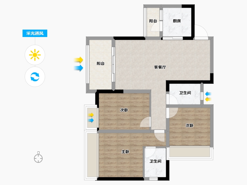 四川省-绵阳市-魏城森邦龙溪湾-82.42-户型库-采光通风