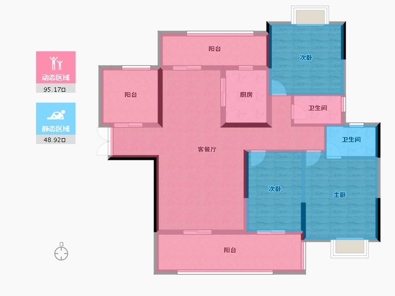 湖南省-邵阳市-恒泰珑湖·二期-129.75-户型库-动静分区