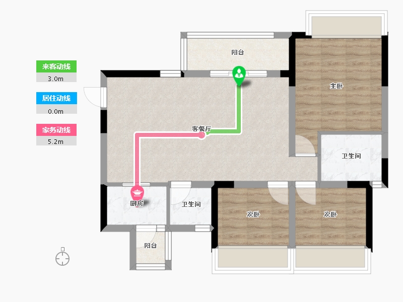 四川省-绵阳市-魏城森邦龙溪湾-73.59-户型库-动静线