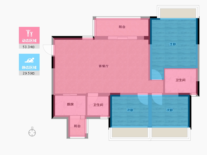 四川省-绵阳市-魏城森邦龙溪湾-73.59-户型库-动静分区