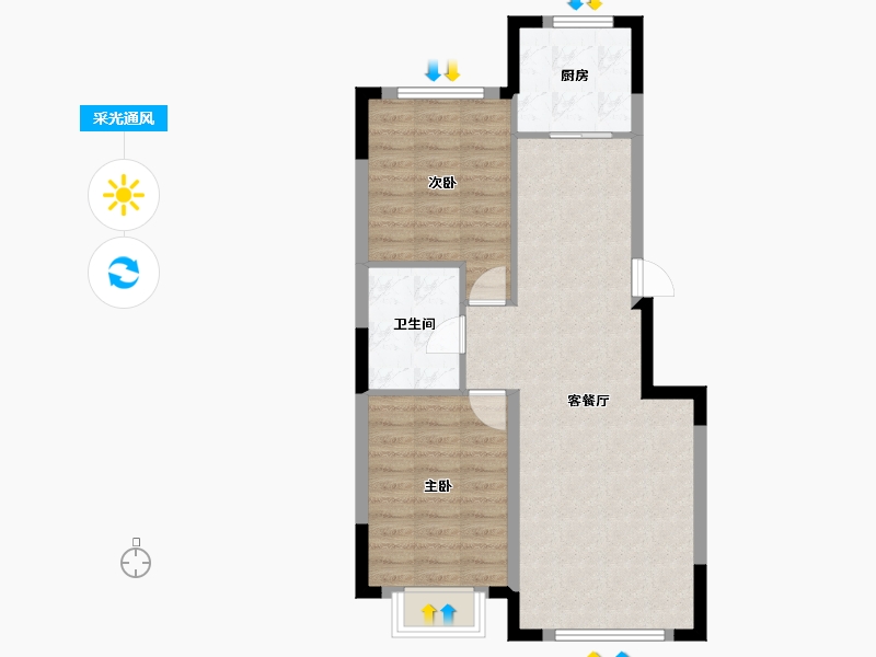 辽宁省-盘锦市-总部生态城泰郡-67.35-户型库-采光通风