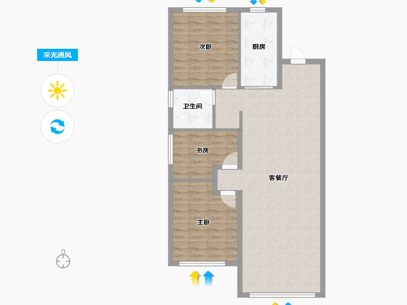 黑龙江省-哈尔滨市-华润置地崑崙御-94.40-户型库-采光通风