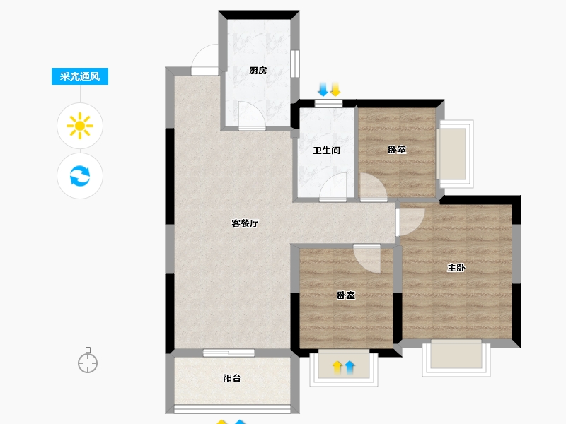 广东省-肇庆市-肇庆恒大帝景-68.80-户型库-采光通风