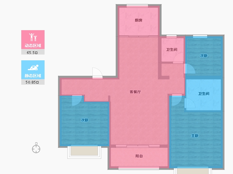 山东省-枣庄市-德圣风华里-104.86-户型库-动静分区