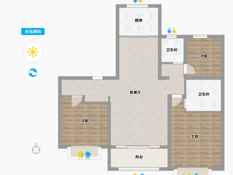 山东省-枣庄市-德圣风华里-104.86-户型库-采光通风