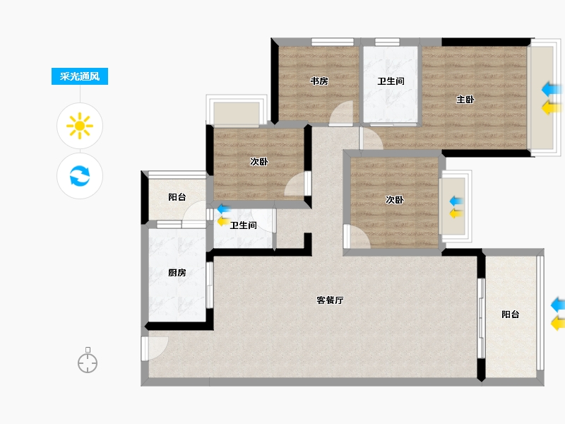 广东省-梅州市-创杰璟苑-101.85-户型库-采光通风