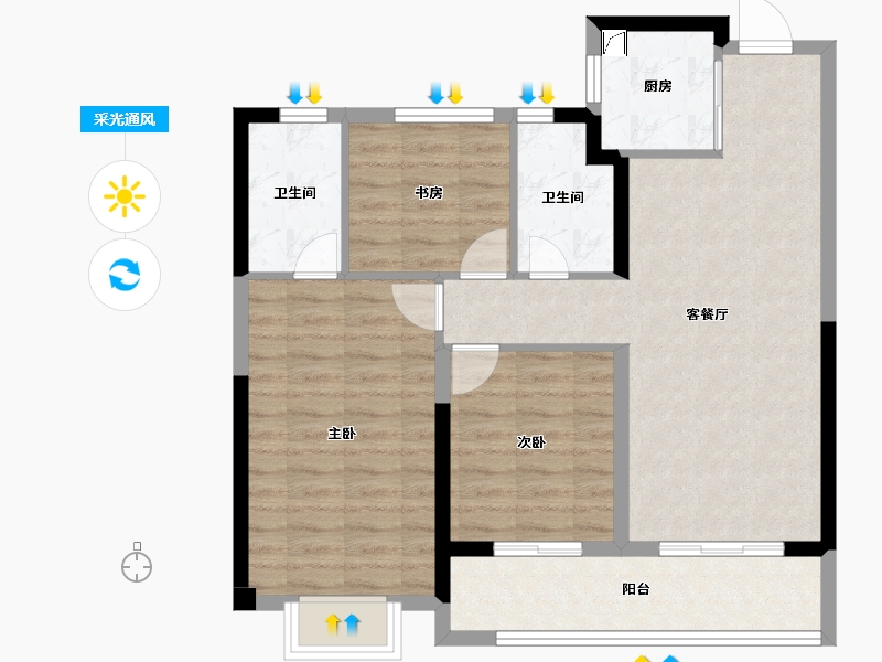 浙江省-杭州市-万科湖印光年府-80.94-户型库-采光通风