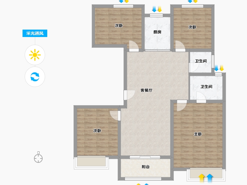 山东省-德州市-东城壹号院-110.25-户型库-采光通风