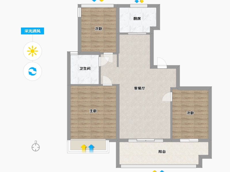 安徽省-合肥市-伟星玖玺台-82.00-户型库-采光通风