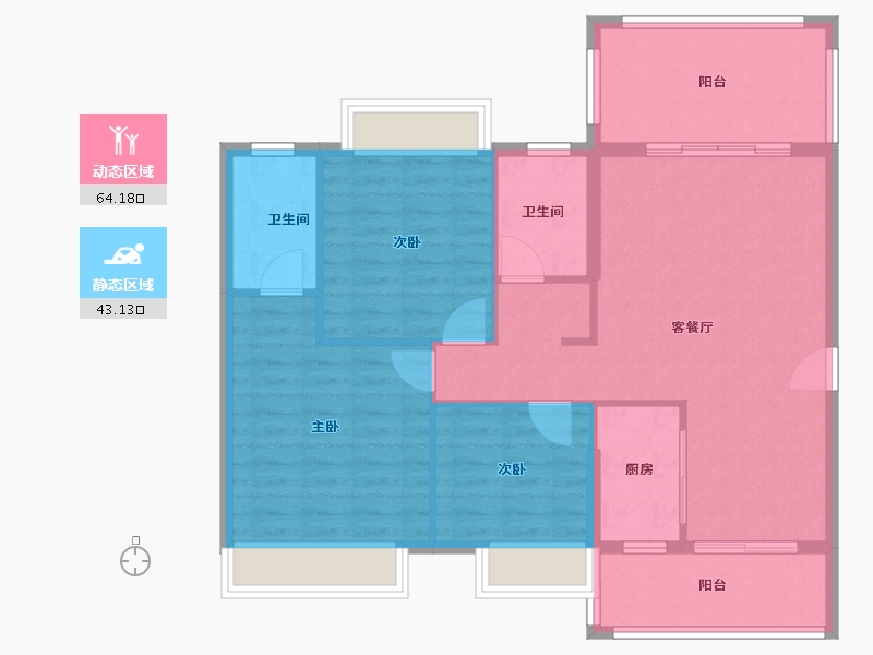 广东省-阳江市-浩大岭南新邨-97.46-户型库-动静分区