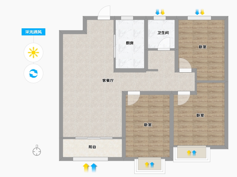 山东省-枣庄市-德圣风华里-84.79-户型库-采光通风