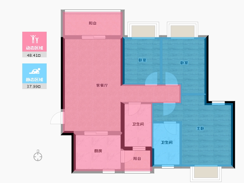 广东省-肇庆市-肇庆恒大帝景-76.81-户型库-动静分区