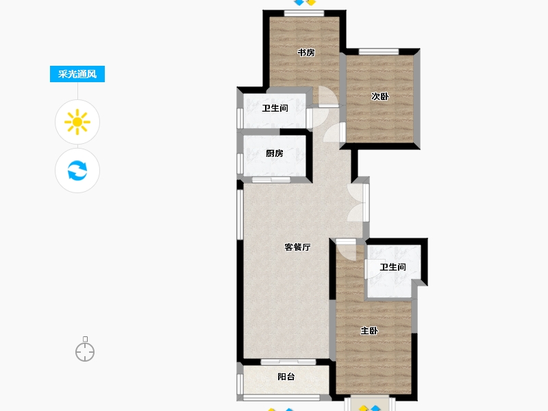 河北省-唐山市-新华联国花园-90.00-户型库-采光通风