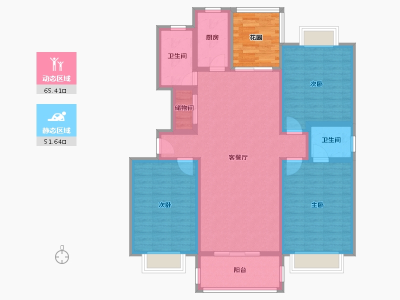 湖北省-鄂州市-书香曼城-111.30-户型库-动静分区