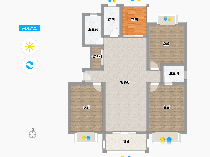 湖北省-鄂州市-书香曼城-111.30-户型库-采光通风