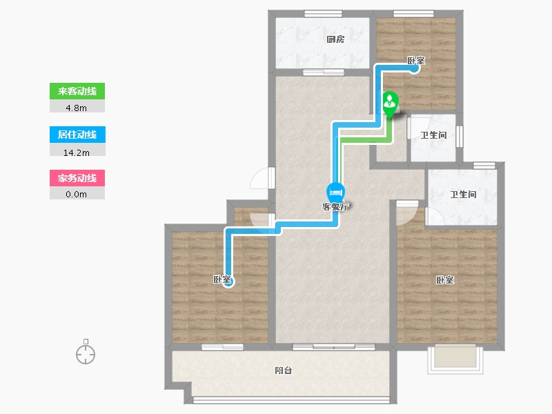 河南省-信阳市-四季花城Ⅰ期牡丹园-108.81-户型库-动静线