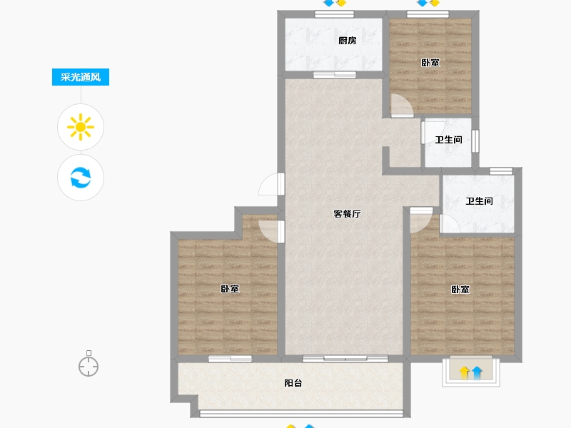 河南省-信阳市-四季花城Ⅰ期牡丹园-108.81-户型库-采光通风