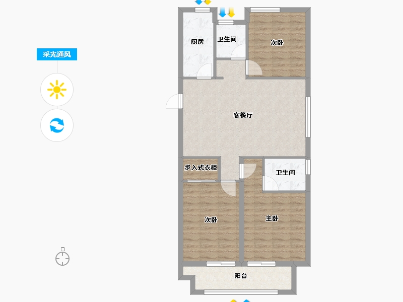 山东省-潍坊市-贵隆华府-87.80-户型库-采光通风