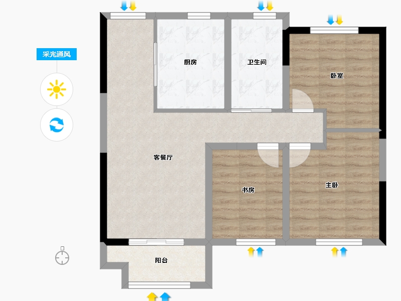 山东省-青岛市-海信红岛府璟悦-78.40-户型库-采光通风