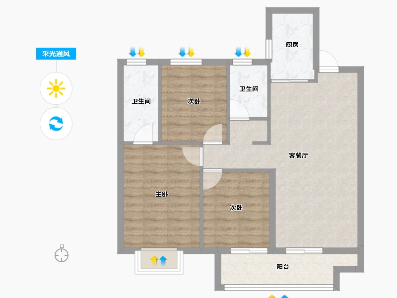 山东省-潍坊市-贵隆华府-78.40-户型库-采光通风