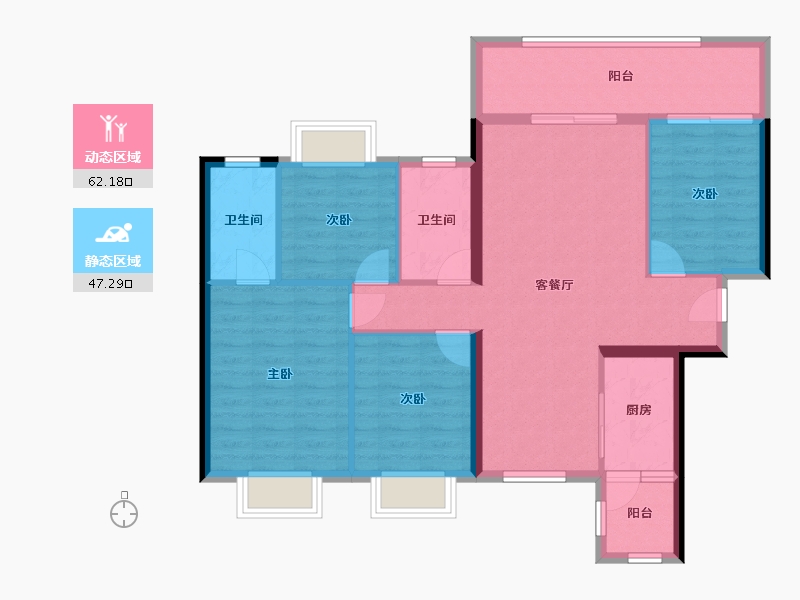 广西壮族自治区-南宁市-北湖中路雅苑B区-99.87-户型库-动静分区