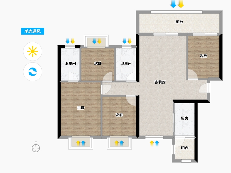 广西壮族自治区-南宁市-北湖中路雅苑B区-99.87-户型库-采光通风