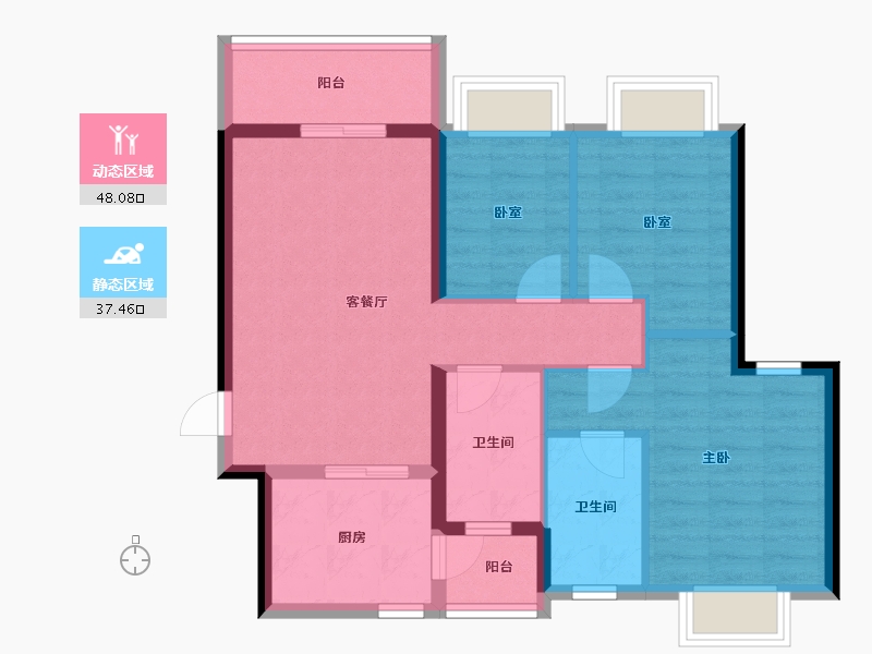 广东省-肇庆市-肇庆恒大帝景-76.01-户型库-动静分区