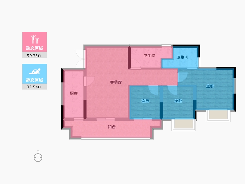 重庆-重庆市-领琇长江-76.39-户型库-动静分区