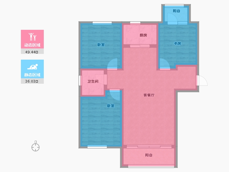 河北省-邢台市-瀚业紫御澜湾-75.58-户型库-动静分区